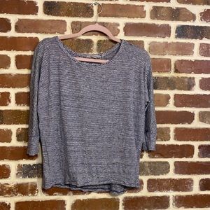 Athleta navy and white striped linen shirt size xs